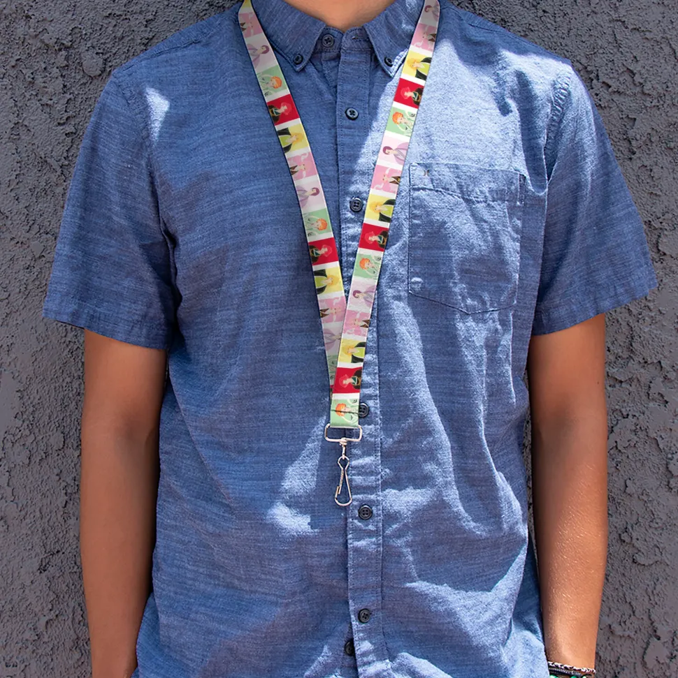 Lanyard - 1.0" - Hell's Paradise Tensen Character Pose Blocks White/Multi Color