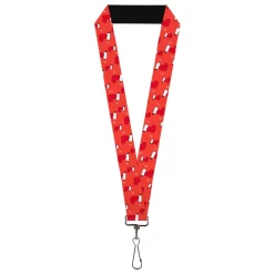Lanyard - 1.0" - Holiday Christmas Stocking and Star Red/White
