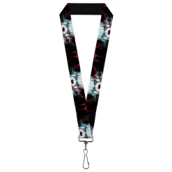 Lanyard - 1.0" - IT CHAPTER TWO Pennywise Face CLOSE-UP Black/Red/Blues