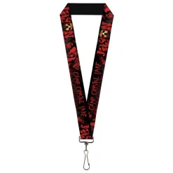 Lanyard - 1.0" - JASON Mask6/CAMP CRYSTAL LAKE/Hand Prints Blood Splatter Black/Reds/Gray