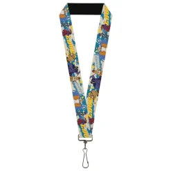 Lanyard - 1.0" - Masters of the Universe LOVE IS POWER Heroes and Villains Collage Blue/White