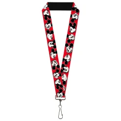 Lanyard - 1.0" - Mickey Mouse Expressions Red/Black/White