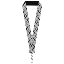 Lanyard - 1.0" - Mickey Mouse Smiling Face Monogram Gray