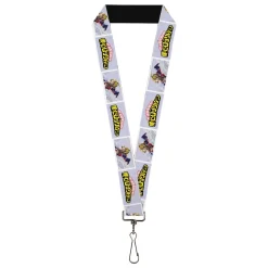 Lanyard - 1.0" - MY HERO ACADEMIA All Might Profile and Title Logo Blocks Grays