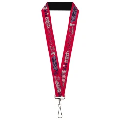 Lanyard - 1.0" - Peanuts Gang AMERICAN SUMMER Poses Red/Blue/White