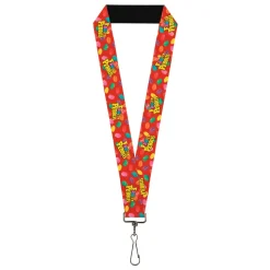 Lanyard - 1.0" - POST FRUITY PEBBLES Logo and Cereal Pebbles Scattered Red/Multi Color