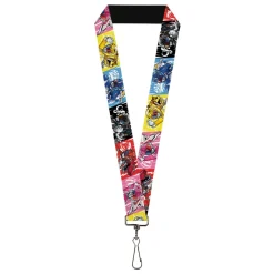Lanyard - 1.0" - Power Rangers Pose with Zord and Icon Blocks Multi Color