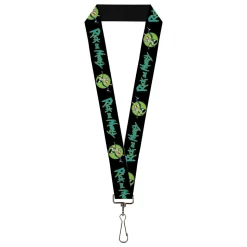Lanyard - 1.0" - RICK AND MORTY Title Logo and Portal Pose Black