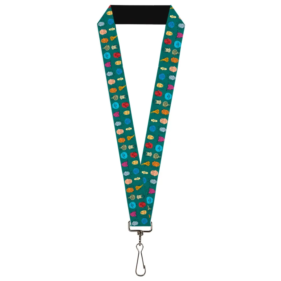 Lanyard - 1.0" - Rick and Morty Faces Line Up Green