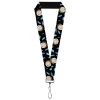 Lanyard - 1.0" - Rick and Morty Death Crystals and Morty Expression Black/Blues