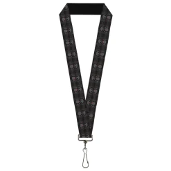 Lanyard - 1.0" - Skelanimals Pen the Penguin Pose Plaid Grays/Black