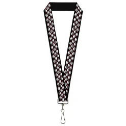 Lanyard - 1.0" - Skelanimals Face Logo and Heart Black/White/Red