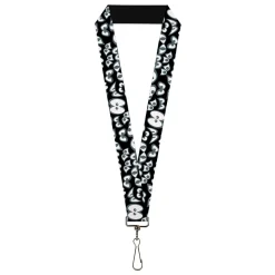 Lanyard - 1.0" - Spooky Eyes Scattered Black/Gray/White