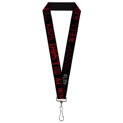 Lanyard - 1.0" - Supernatural DON'T TRY THIS AT HOME Quote and Icons Black/Red/Gray