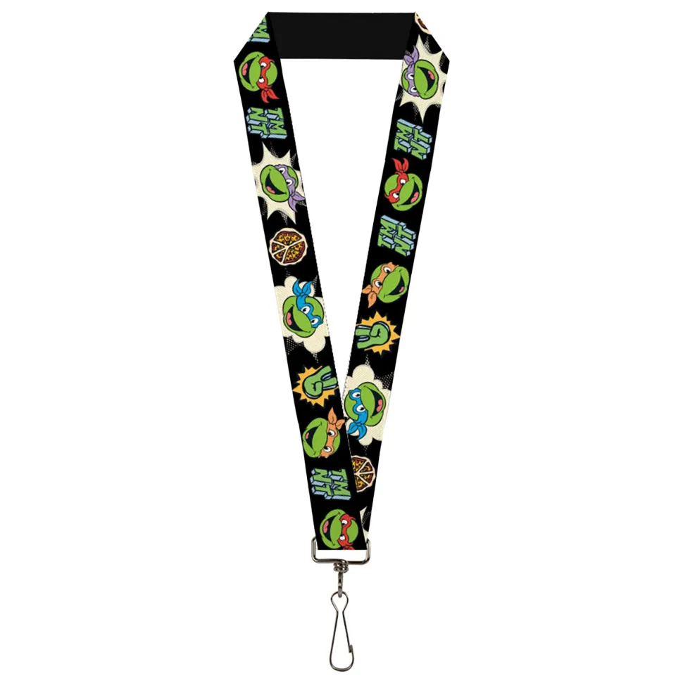 Lanyard - 1.0" - Teenage Mutant Ninja Turtles Faces and Icons Black/Multi Color