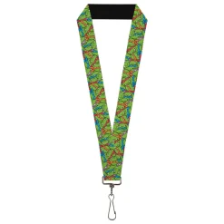 Lanyard - 1.0" - Teenage Mutant Ninja Turtles Faces Stacked Green/Multi Color