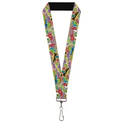 Lanyard - 1.0" - Teenage Mutant Ninja Turtles Sticker Slaps Collage White/Multi Color