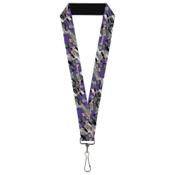 Lanyard - 1.0" - Teenage Mutant Ninja Turtles Shredder Action Poses Grays/Purple