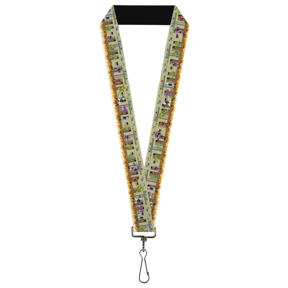 Lanyard - 1.0" - Teenage Mutant Ninja Turtles Battle Foot Soldiers Ninjas Arcade Scene Tan