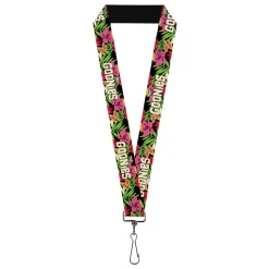 Lanyard - 1.0" - THE GOONIES Title Logo Hawaiian Shirt Print Black/Pinks