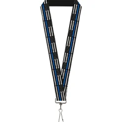Lanyard - 1.0" - Thin Blue Line Flag Weathered Black/Gray/Blue