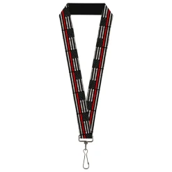 Lanyard - 1.0" - Thin Red Line Flag Weathered Black/Gray/Red