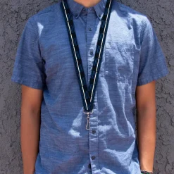 Lanyard - 1.0" - Thin White Line Flag Weathered Black/Blue/White