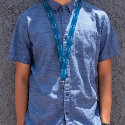 Lanyard - 1.0" - This is Fine Japanese Question Hound Flame Blue/Black/White