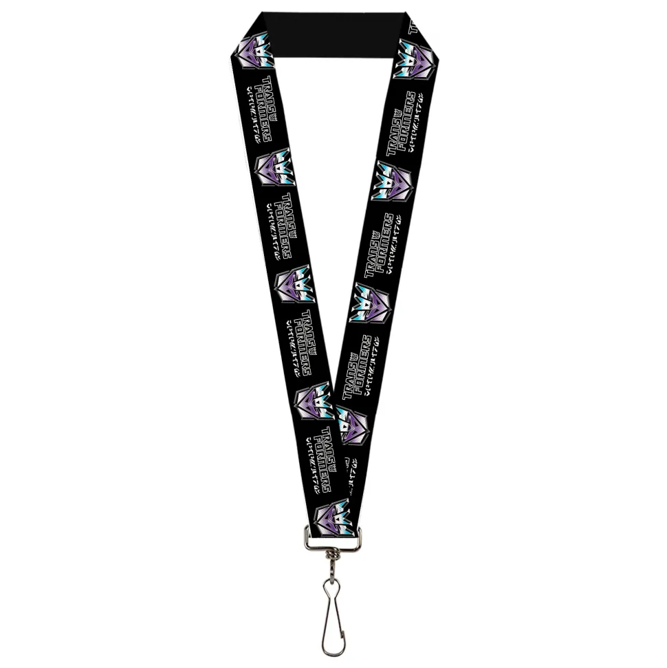Lanyard - 1.0" - TRANSFORMERS Decepticons Cybertronian Icon Black/Grays/Purples