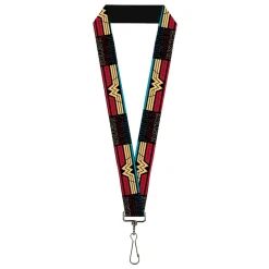 Lanyard - 1.0" - Wonder Woman 1984 TRUTH LOVE & JUSTICE Stripe Block Black/Multi Color