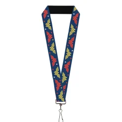 Lanyard - 1.0" - Wonder Woman WW Logo Flip and Stars Blue/Red/Gold