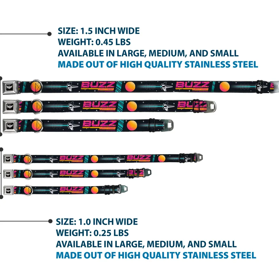 Lightyear Star Command Wings Logo Full Color Black/White Seatbelt Buckle Collar - BUZZ LIGHTYEAR Hyper Speed Spaceship Black/Multi Color