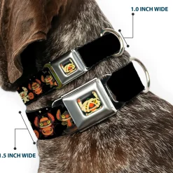 Lilo and Stitch Holiday Halloween Stitch Mummy Face Full Color Black Seatbelt Buckle Collar - Lilo and Stitch Halloween Stitch Dress Up Poses Black