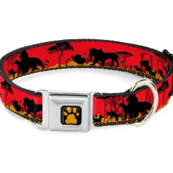 Lion King Paw Full Color Black Gold Seatbelt Buckle Collar - Mufasa & Simba JUST CAN'T WAIT TO BE KING/Family Silhouette