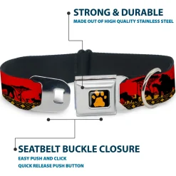 Lion King Paw Full Color Black Gold Seatbelt Buckle Collar - Mufasa & Simba JUST CAN'T WAIT TO BE KING/Family Silhouette