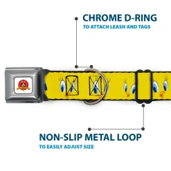 Looney Tunes Logo Full Color White Seatbelt Buckle Collar - Tweety Bird Expressions2