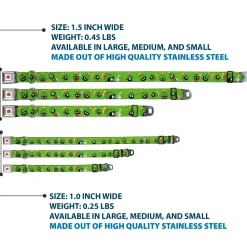 Looney Tunes Logo Full Color White Seatbelt Buckle Collar - MARVIN THE MARTIAN w/Poses/Expressions Green