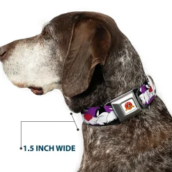 Looney Tunes Logo Full Color White Seatbelt Buckle Collar - Sylvester the Cat Expressions Purple