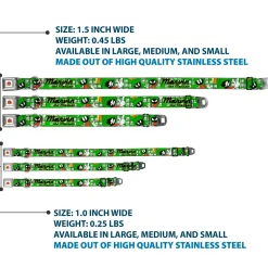Looney Tunes Logo Full Color White Seatbelt Buckle Collar - MARVIN THE MARTIAN w/Poses White/Green