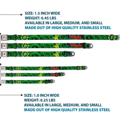 Looney Tunes Logo Full Color White Seatbelt Buckle Collar - MARVIN THE MARTIAN w/Poses Black/Turquoise