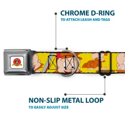 Looney Tunes Logo Full Color White Seatbelt Buckle Collar - Elmer Fudd Expressions Yellow