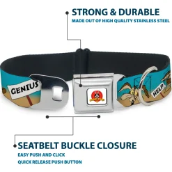 Looney Tunes Logo Full Color White Seatbelt Buckle Collar - WILE E. COYOTE Expressions/Signs Desert