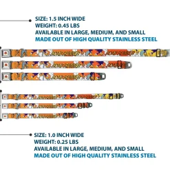 Looney Tunes Logo White Seatbelt Buckle Collar - ROAD RUNNER w/Road Runner Poses Orange