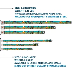 Looney Tunes Logo White Seatbelt Buckle Collar - Road Runner/Wile E. Coyote Scene1 Desert