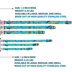 Looney Tunes Logo White Seatbelt Buckle Collar - Road Runner/Wile E. Coyote Scene2 Desert