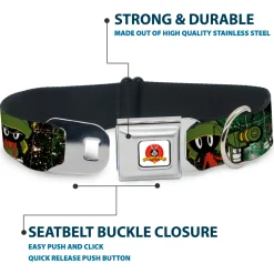 Looney Tunes Logo White Seatbelt Buckle Collar - Marvin the Martian 4-Poses Galaxy