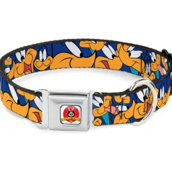 Looney Tunes Logo White Seatbelt Buckle Collar - Road Runner Expressions Stacked