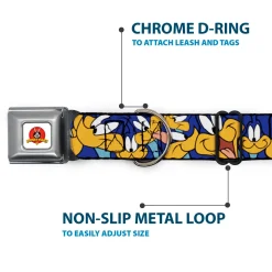 Looney Tunes Logo White Seatbelt Buckle Collar - Road Runner Expressions Stacked
