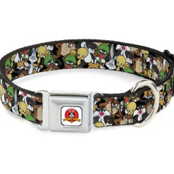 Looney Tunes Logo White Seatbelt Buckle Collar - Looney Tunes 6-Character Stacked Collage4