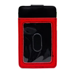 Looney Tunes Vegan Leather Wallet, ID Card Holder, Marvin the Martian Pose Black Green Red, 3.0" x 5.0"